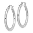 thumbnail image 2 of 10K White Gold Earring Hoop Women'S 25 mm 3 Polished 3Mm Tube Earrings, 2 of 2