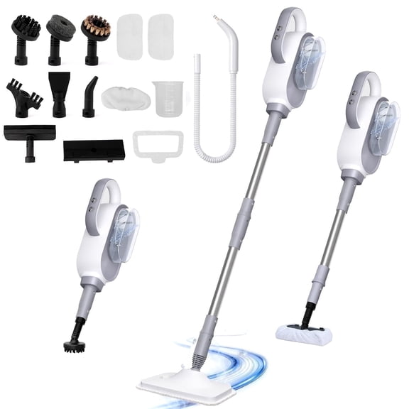 Ryicy Steam Mop, 13-in-1 Powerful Detachable Handheld Steamer with 14 Accessories, 500ML Removable Tank & 23FT Power Cord for Floor Cleaning, Hardwood, Tiles, Window, Carpet