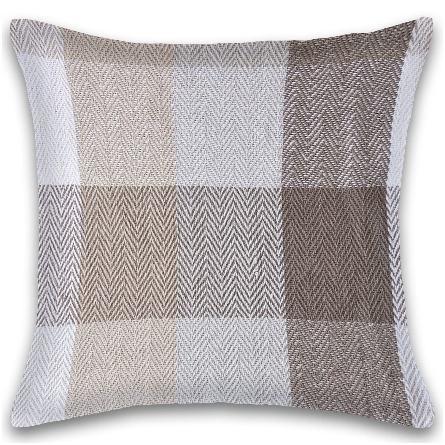 Herringbone Check Cotton Cushions Set of 2 Poly Filled With Zipper Machine Washable