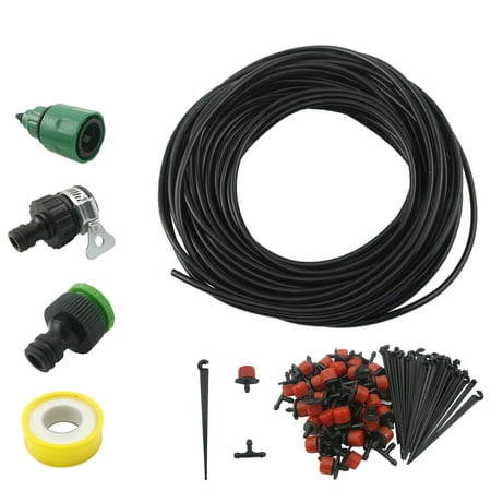 25m Micro Drip Irrigation System Plant Self Watering Garden Hose Kits Drippers (Green Faucet)