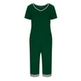 thumbnail image 7 of Besolor Womens Summer Pajama Sets Casual V Neck Short Sleeve Tops and Capris Pants 2 Piece Ooutfit Sleepwear Pjs, 7 of 7