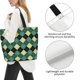 thumbnail image 3 of Balery Green Squares Bolsa Tote Estilo Estético con Cremalleras, Bolsa de Hombro, Bolsa de Compras Grande y Plegable, 3 of 8