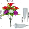 thumbnail image 2 of Artificial Cemetery Flowers for Grave, Set of Artificial Memorial Flowers with Vase for Outdoor Cemetery Headstones Graveyard Gravestone Decoration (Red Lily&White Purple Peony), 2 of 5