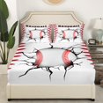 thumbnail image 3 of Ensemble de Draps de Lit Complet 3D Baseball pour Garçons Filles Enfants, Ensemble de Literie Sport pour Chambre de Baseball de Garçons, Draps Rouges et Blancs Ensemble de Drap-Housse Jeux de Balle 4 Pcs, 3 of 7