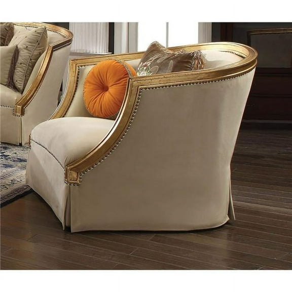 ACME 50837 Daesha Chair with 2 Pillows - Fabric & Antique Gold - 38 x 42 x 41 in.