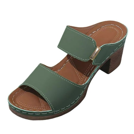 

Fandiiiii Sandals Women 38 Women s Large Size Heel High Heel One Solid Color Fashion Outer Wear Sandal Slippers