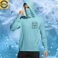 thumbnail image 2 of FAVIPT Men's Sun Shirt Printing Long Sleeve Hooded Shirts Lightweight Rash Guard Soft Shirts Outdoor Hiking UPF 50+ Outwear with Mask 2025 Light Blue,XXL, 2 of 7