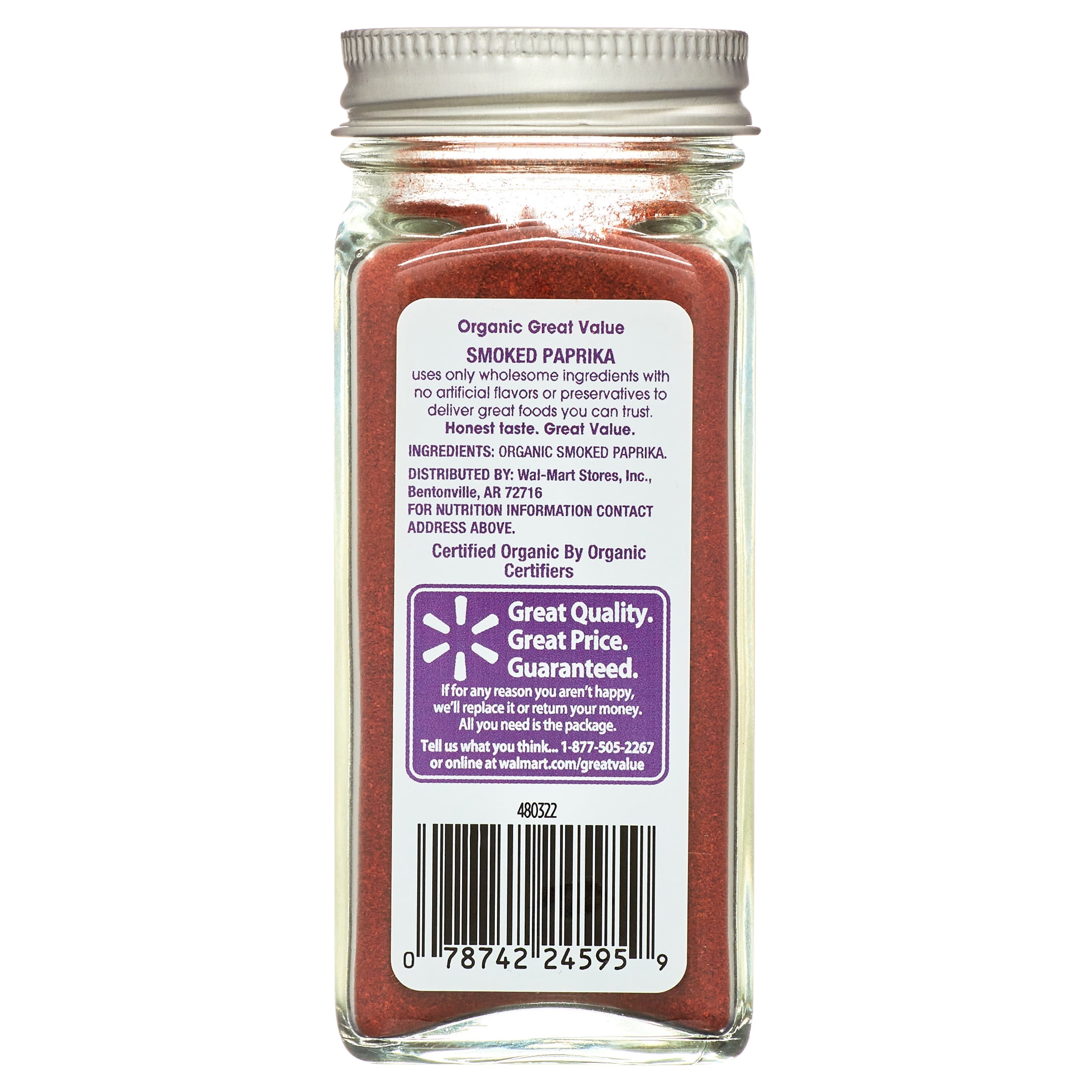 (4 pack) Great Value Organic Smoked Paprika Seasoning in Glass Jar, 1.6 oz