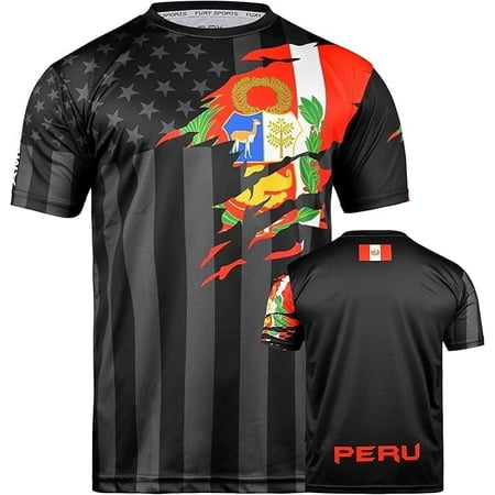 Soccer Jersey for Mexico, Colombia, Cuba, Peru, Guatemala, Brazil, Honduras, El Salvador, Venezuela, Jamaica, Haiti (US, Alpha, Large, Regular, Regular, Peru)