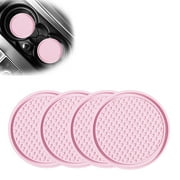 Sodcay 4 PCS Car SE33Cup Holder Coaster, 2.75In PVC Anti Slip Cup Holder Insert Coaster, Honeycomb Waterproof Fixed Tea Coaster, Universal for Vehicle Interior Cup Mats (Pink)