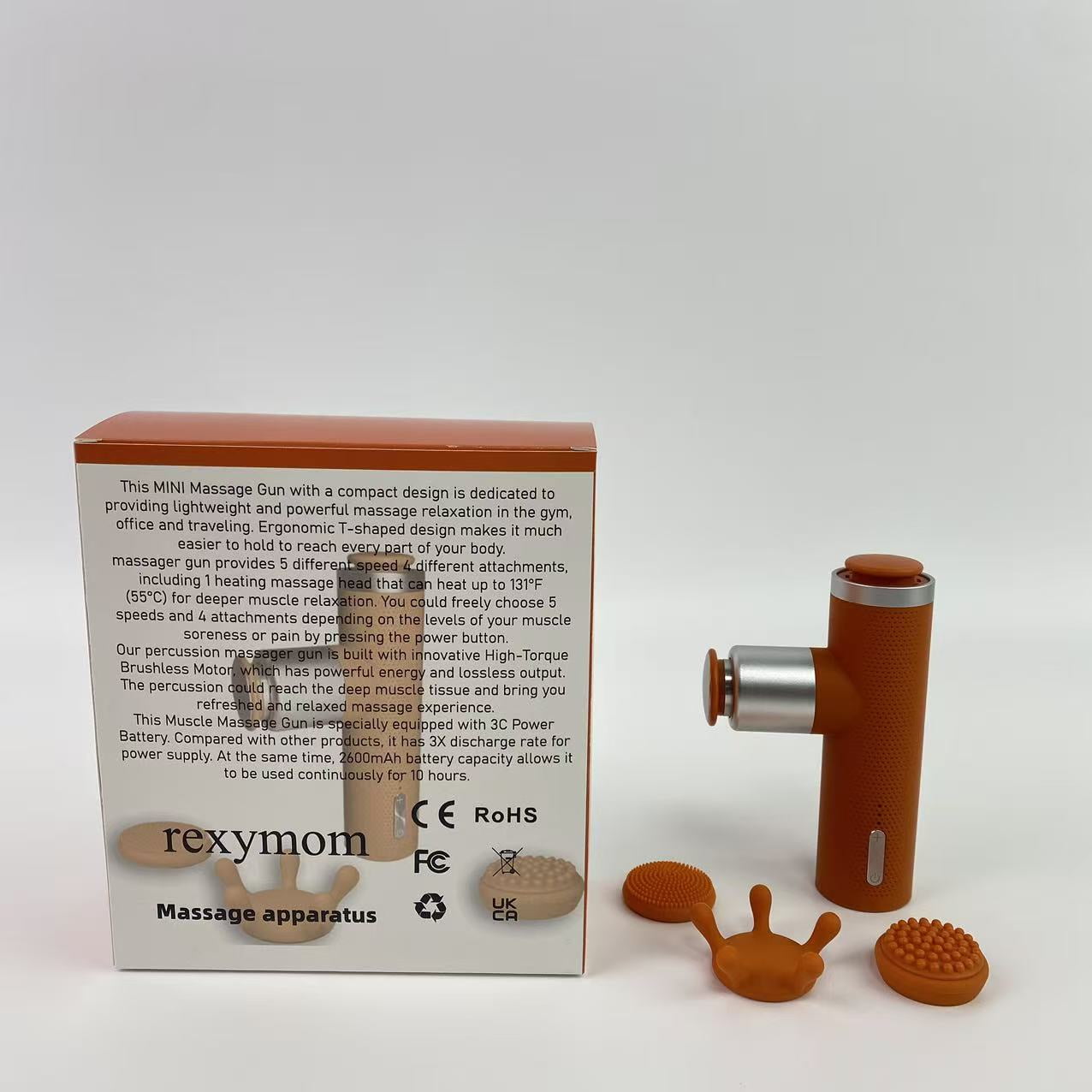 rexymom Massage apparatus,Mini Massage Gun with Heat, Deep Tissue Massage Gun, Portable Percussion Muscle Massager with 4 Massage Heads for Athletes