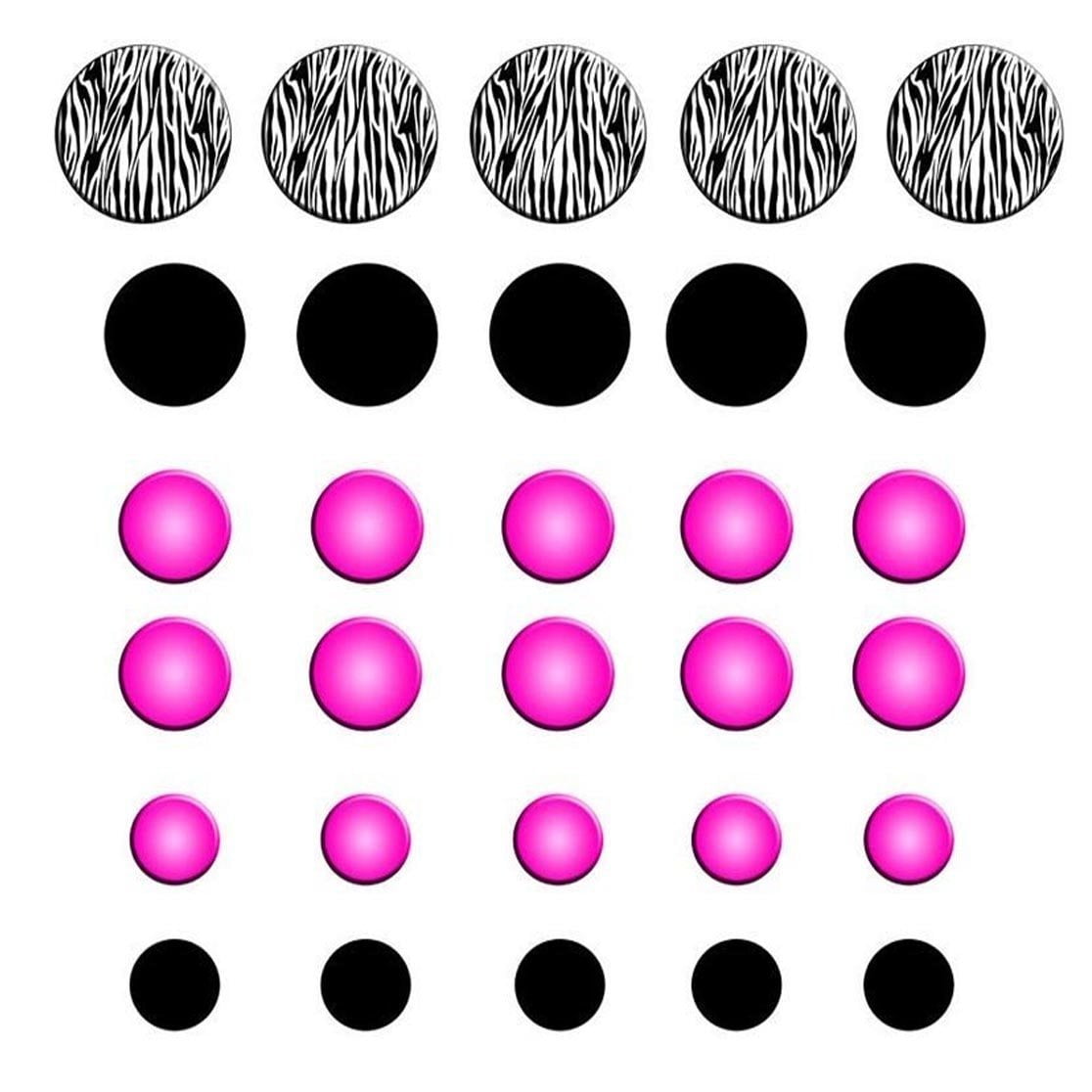 VWAQ Zebra Stripe Wall Decals Polka Dots Zebra Print Circles Pink Girls