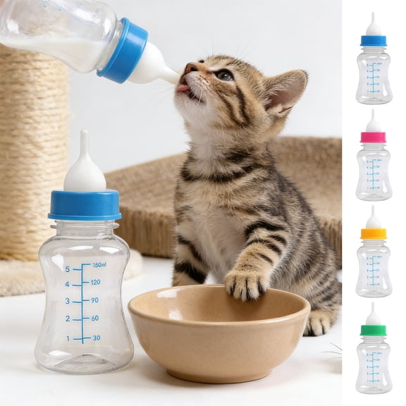 Blaxill Pet Feeding Bottle Kit | Multi-Size Nipples for Newborn Small Animals | Adjustable Feeding Set | Food Grade Plastic | Includes Brush & Hole Puncher | 100g