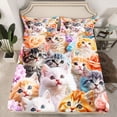 thumbnail image 2 of Castle Fairy Kawaii Cats Full Size Sheets for Boys Girls,Chic Floral Flowers Bed Sheets, 2 of 7