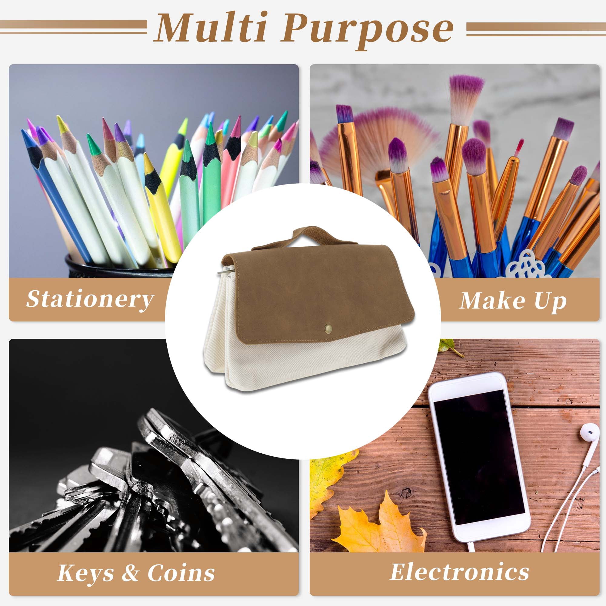 Unique Bargains Two-Tier Hand Carry Style Organizer Beige, Brown