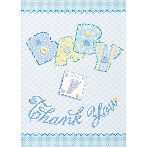 Blue Stitching Baby Shower Thank You Notes, 8pk