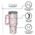 thumbnail image 4 of Pink Breast Cancer and Pioneer Flower Tumbler with Handle and Lid,40oz Double Wall Vacuum Insulated Tumbler,Cups Gift for Women and Men, 4 of 7