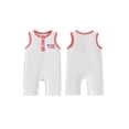 thumbnail image 2 of BemeyourBBs Newborn Baby Boy 4th of July Outfit Patriot Independent Day Clothes Fourth of July Baby Boys Waffled Romper Star Striped Embroidered Plaid Trim Button Sleeveless Jumpsuit, 2 of 9