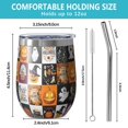 thumbnail image 5 of 12oz Stemless Wine Tumblers Halloween Icons Collage Pattern Vacuum Insulated Stainless Steel Travel Tumbler Cups Mug with Lid and Straw for Champaign,Cocktail,Beer with Cleaning Brush, 5 of 5