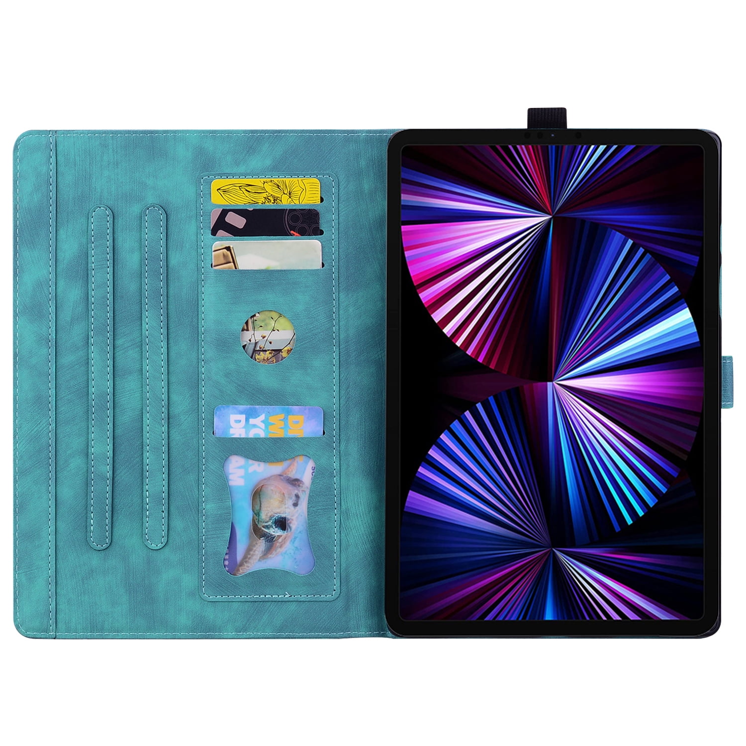 Allytechgroup iPad Air 13-inch Case 2024, iPad Pro 12.9 Case 2022/2021/2020/2018, Flip Cover Flower Embossed Stand Auto Sleep Wake Shockproof Pencil Holder Case for Apple iPad Air 13, Green