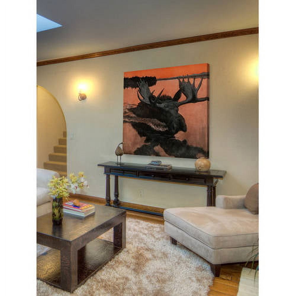 "Swimming Moose" Painting Print on Wrapped Canvas