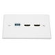 thumbnail image 1 of USB3.0 Wall Plate, ABS Soldering Free HD Multimedia Interface Ethernet Wall Plate Safe Connection 3 Port For Projector For HDTV, 1 of 8