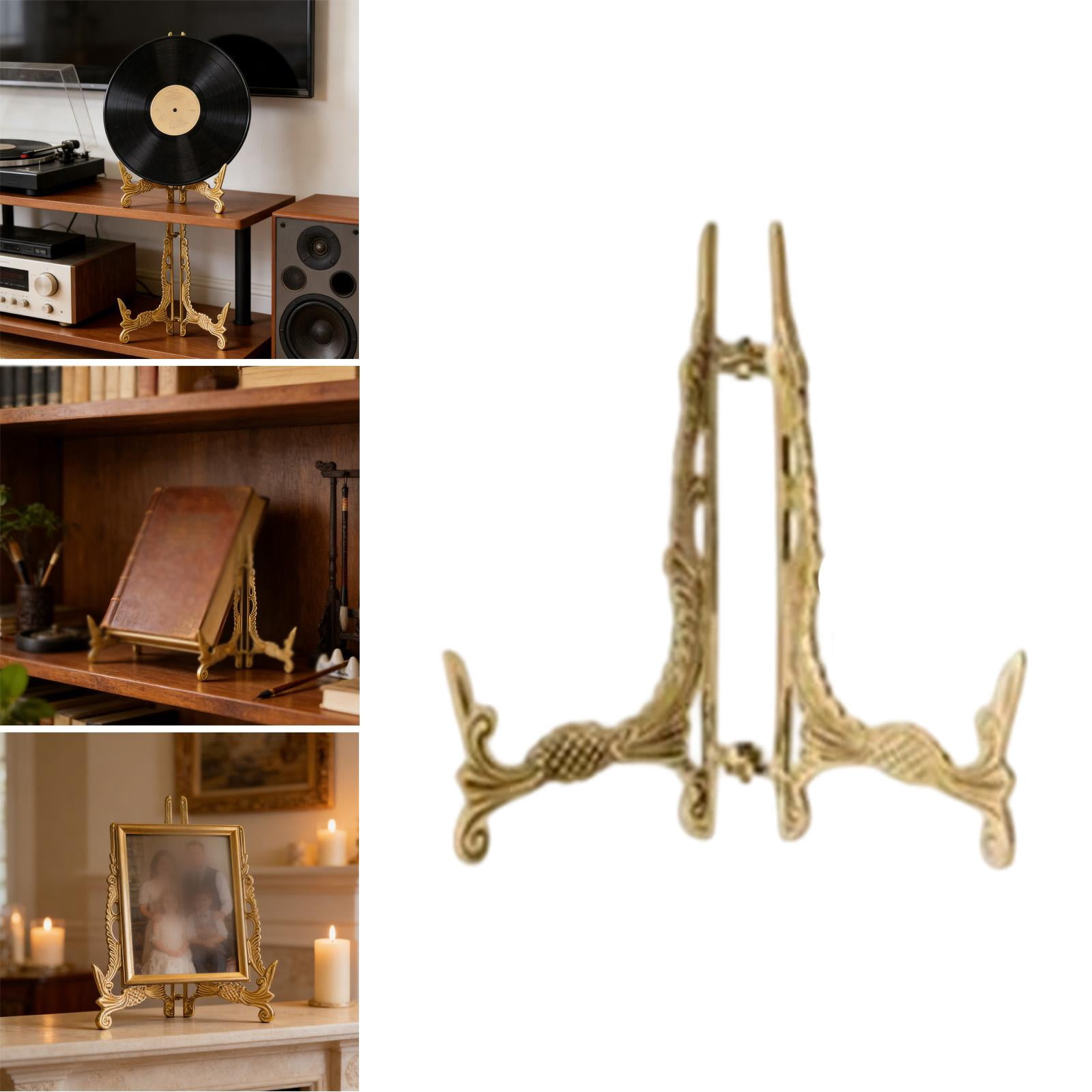 WLPZXP Adjustable Brass Plate Display Stand Folding Easel Tabletop Book Dish Holder for Style B