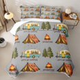 thumbnail image 2 of Manfei Travel Trailer Quilt King,Cute Camping Print King Coverlet Set,Gray,3-Piece, 2 of 7