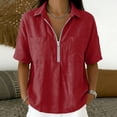 thumbnail image 2 of Enjoytime Women Tops V Neck Collared Half Zip Up Short Sleeve Shirts Summer Casual Work Blouses, 2 of 7