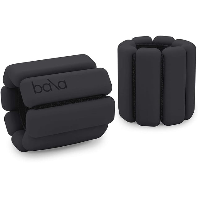 Bala Bangles - Ensemble de 2 (1lb Chacun) / Poids Ajustables Portables pour Poignet et Cheville / Yoga, Danse, Barre, Pilates, Cardio, Aérobic, Marche / Charbon