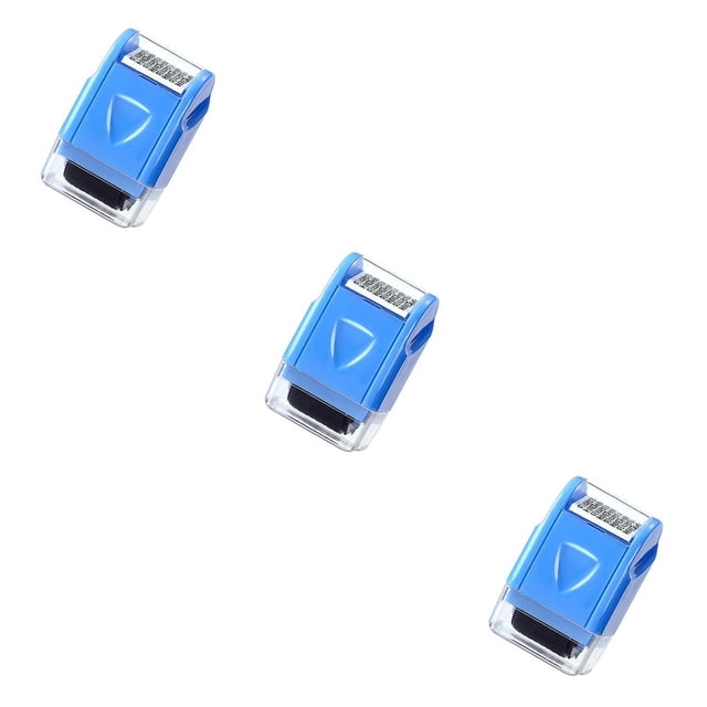 Transemion Manual Confidential Roller Stamps ID for Protection Personal Information Data Theft Guard Ink Security Rollers Blue 3Set