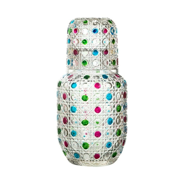Jarra de vidrio para mesita de noche, jarra de agua y juego de vidrio, decantador de agua para el hogar, vasos de vidrio para sala de estar y fiesta Diseño de diamante