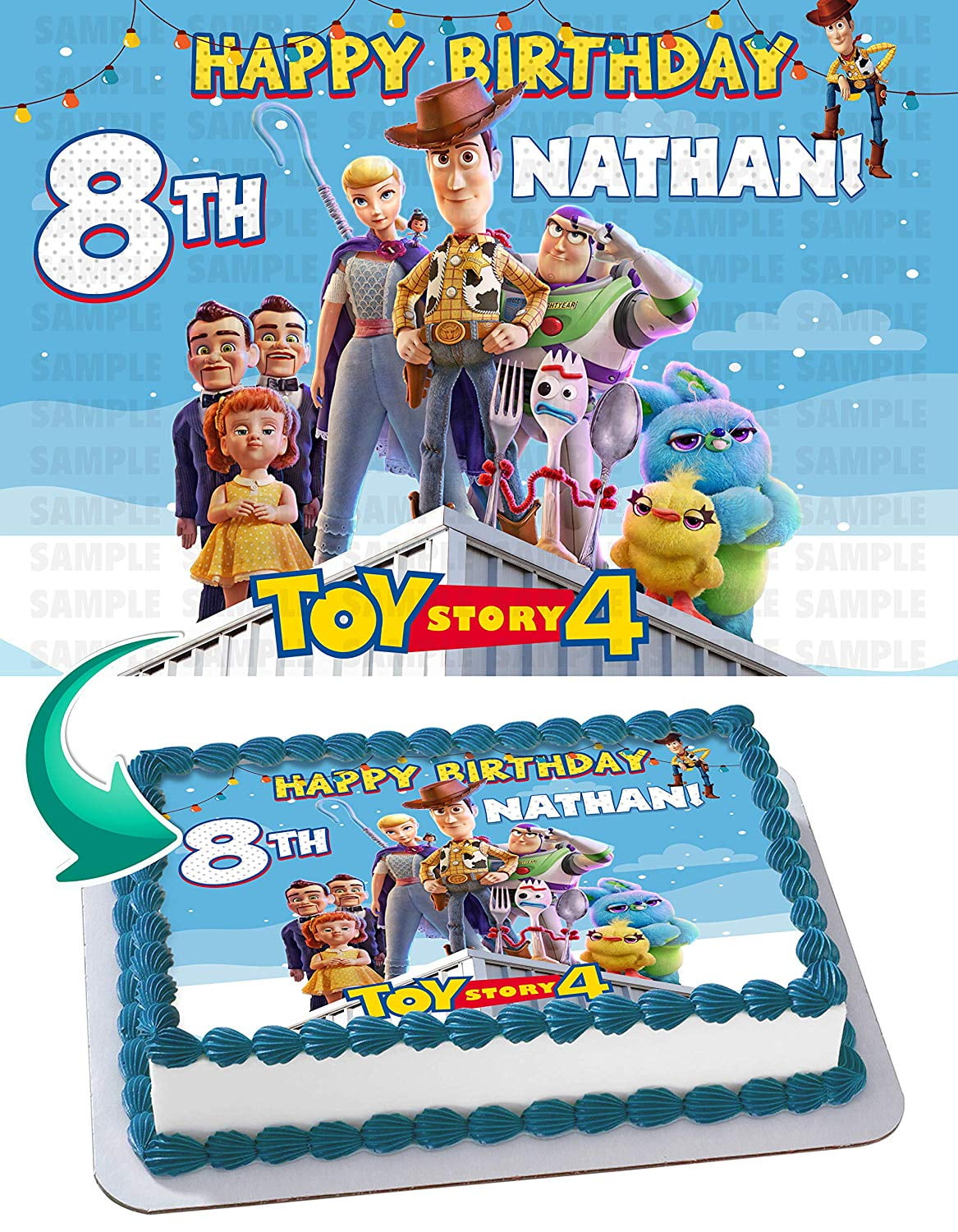 Toy Story Edible Personalized Cake Topper Image Birthday Party 19cm uncut