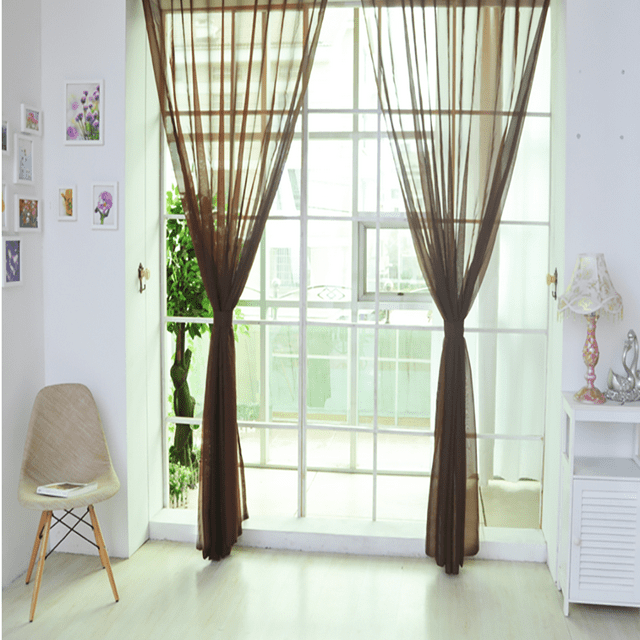 Vaidha 1 PCS Pure Color Door Window Curtain Drape Panel Sheer Scarf Valances