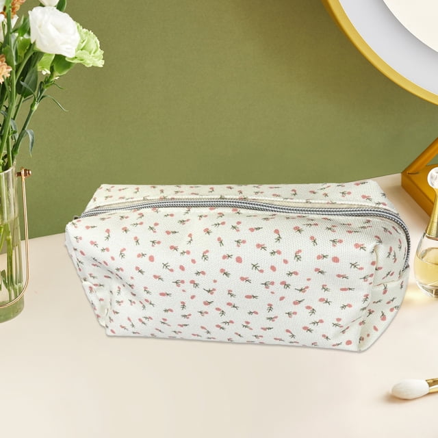Hogar y cocina, Electrodomésticos, Almacenamiento y organización, Bolsa de lona para guardar artículos de papelería y maquillaje para estudiantes con pequeñas flores fragmentadas de alta belleza. Cont