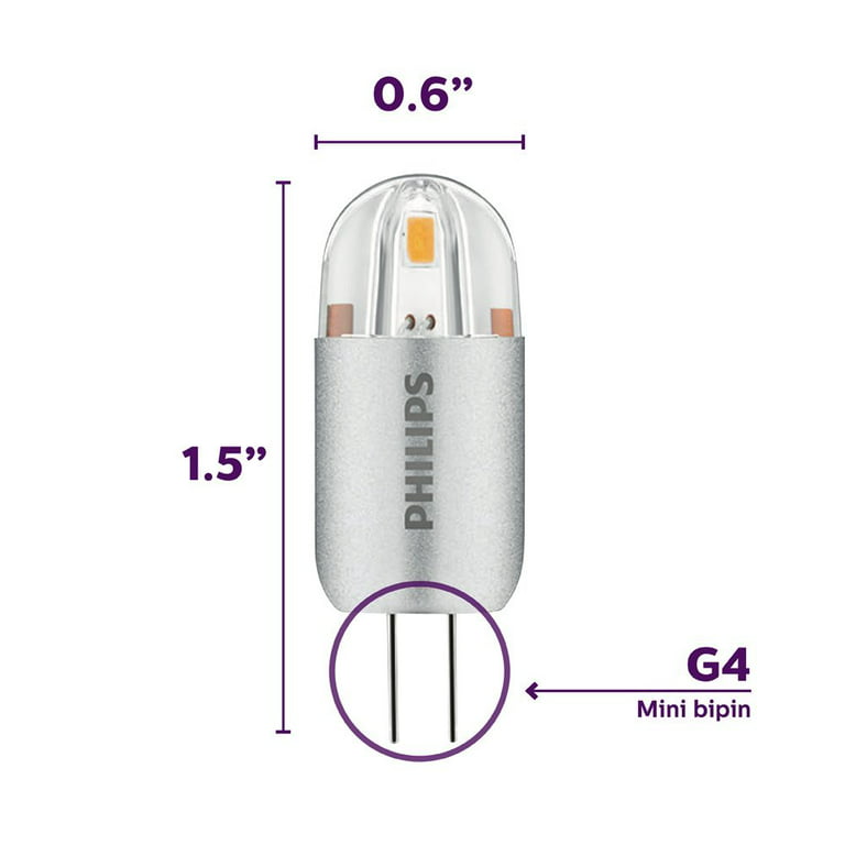 LED T3 Capsule Non-Dimmable 12-Volt Accent Light 105-Lumen, 1.2-Watt 10-Watt Equivalent, G4 Base, Bright White, 6-Pack -