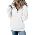 thumbnail image 6 of Women's Quarter Zip Pullover Sweatshirt, Lightweight Oversized Casual Long Sleeve Top with Soft Breathable Fabric for Fall Winter, Daily Comfort Wear, Outdoor Activities and Lounge Outfits White XXL, 6 of 8