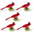 thumbnail image 1 of Baohd 5 Pcs Animaux de Noël Plumes Artificielles Réalistes Rouges avec Pince Branches de Pin, 1 of 8