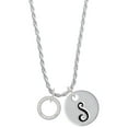 thumbnail image 1 of Delight Jewelry Silvertone Passionate Fearless Strong Infinity Ring Silvertone Script Initial Disc - S - Charm Necklace, 20"+3", 1 of 4