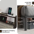 thumbnail image 5 of DRNANLIT Full Size Bed Frame with Headboard, LED Lights, Charging Station & Under Bed Storage, Rustic Grey, 5 of 9