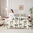 thumbnail image 4 of Manfei Ribbon Bow Tie M Personalized Initial Twin Bedding Sets 7-Piece for Kids Girls,Teens Vintage Black Polka Dots Bedding Comforter Set,Ultra Soft Home Decor, 4 of 7