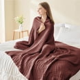 thumbnail image 4 of CHENjy Cotton Throw Blanket, Cooling Muslin Blanket for Adults, Pre-Washed Soft Blanket for Bed and Couch, All Season Breathable Blanket, 51.9" x 59", Wine, 4 of 7