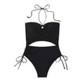 thumbnail image 4 of Fesfesfes Women Swimsuit Monokini Backless Halter Bathingsuit Hollow Out Swimwear Sexy Pool Party Bikini Beachwear Set Gifts for Her Sale, 4 of 9