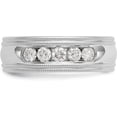 thumbnail image 4 of Solid True Origin 14K White Gold Men's 1/2 carat Lab Grown Diamond VS/SI D E F 5 Stone Double Milgrain Size 9 Band - Ring Size 9.0, 4 of 8