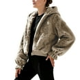 thumbnail image 3 of DAFPZW Womens Fleece Jacket Winter Sherpa Warm Full Zip Hoodies Fuzzy Shearling Long Sleeve Padded Coat Outerwear, 3 of 8