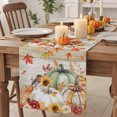 thumbnail image 1 of Table Runner 36 Inches Long, Fall Maple Leaf Decorative Table Runner for Party Wedding Home Decor, Thanksgiving Pumpkins Squirrel Retro Wooden Dresser Scarves for Bedroom Kitchen Decor 13x36 Inch, 1 of 8