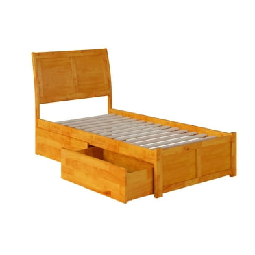 Portland Platform Bed with Flat Panel Foot Board and 2 Urban Bed Drawers in, Multiple Colors and Sizes