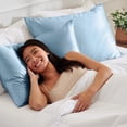 thumbnail image 6 of Bare Home Satin Pillowcase Set of 2 - Silky Soft for Hair and Skin - Envelope Closure - King 20x36, Light Blue, 6 of 9
