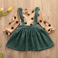 thumbnail image 5 of Toddler Kid Baby Girl Clothes Sets Long Sleeve Polka Dot Tops+Strap Bib Dress Fall Outfit Set 2pcs, 5 of 8