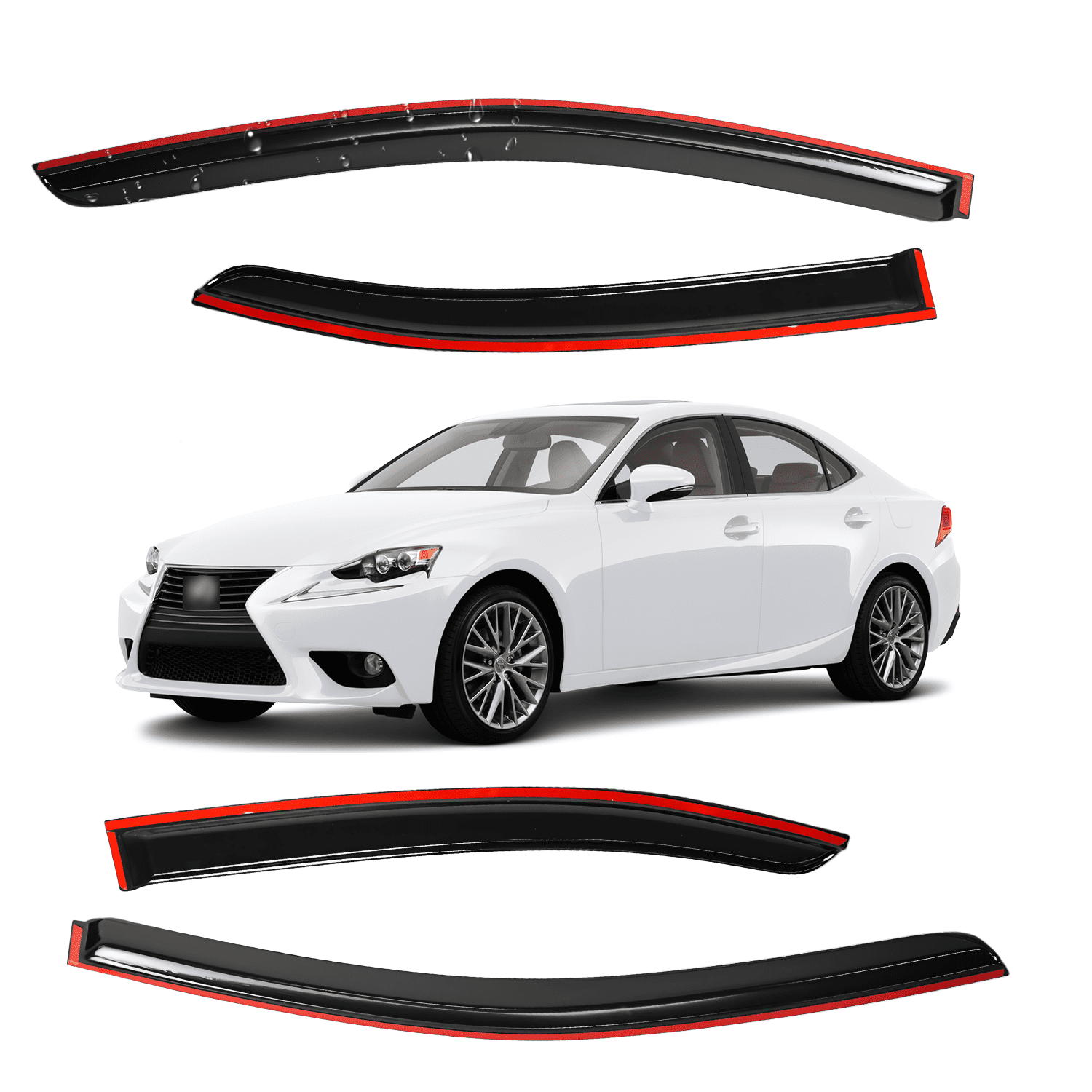 FITS 2018-2021 Honda Accord JDM 3D Wavy Mugen Style Window Visor Rain Guard Deflector